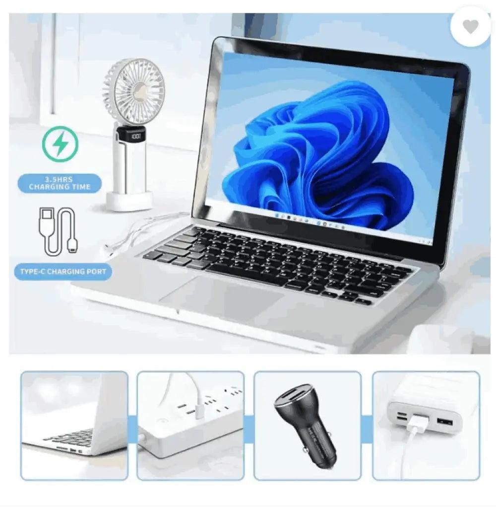 Portable Handheld Fan, Battery Operated Fan with LED Display - KYVO